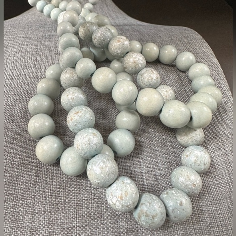 Large Wooden Bead Double Strand Necklace Boho NWT Charlie Paige Robins Egg Green